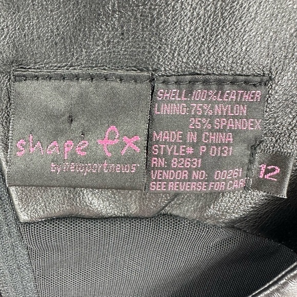 Shape FX Leather Vest Size 12 Floral Print Biker Corset Slimming Black Crop Goth - Picture 5 of 8